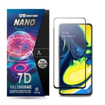 Crong 7D Nano Flexible Glass - Verre hybride 9H pour l'ensemble de l'écran du Samsung Galaxy A80 / A90