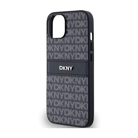 DKNY Lederhülle mit Monostreifen und Metall-Logo - iPhone 14 / 15 / 13 (schwarz)