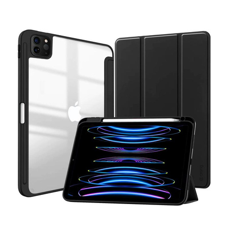 Crong PrimeFolio - pouzdro pro iPad Air 11" M3 (2025) / iPad Air 11" M2 (2024) / iPad Air 10,9" (5.-4. gen.) / iPad Pro 11" (2022-2021) (černý/průhledný)