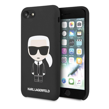 Karl Lagerfeld Fullbody Silicone Iconic - pouzdro pro iPhone SE 2022 / SE 2020 / 8 / 7 (černé)