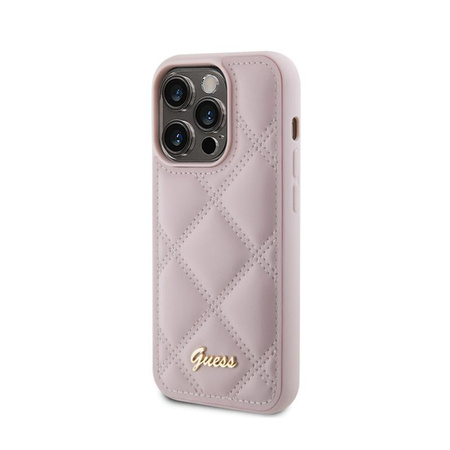 Guess Quilted Metal Logo - iPhone 15 Pro Case (pink)