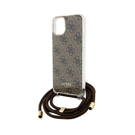 Guess Crossbody Cord 4G Print - iPhone 15 Case (Brown)