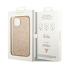 Guess Glitter Flakes Metal Logo Case - pouzdro pro iPhone 14 Plus (zlaté)