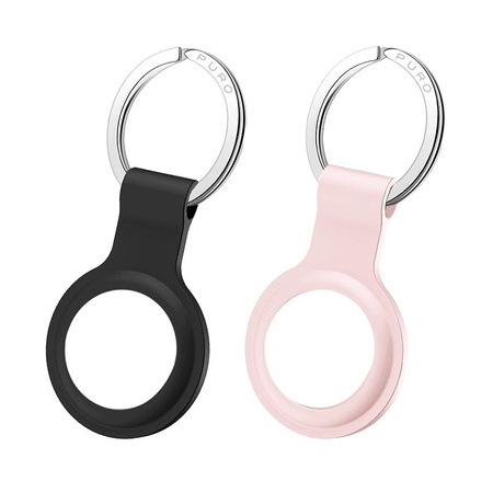 Etui PURO ICON - Porte-clés en silicone pour Apple AirTag (lot de 2) (noir et rose sable)