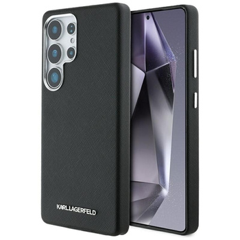 Karl Lagerfeld Saffiano Logo métal allongé MagSafe - étui pour Samsung Galaxy S25 Ultra (noir)