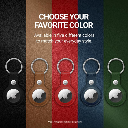 Crong Leather Case with Key Ring - Leather protective case key ring for Apple AirTag (Green)