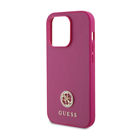 Guess 4G Strass Metall Logo - iPhone 15 Pro Tasche (rosa)