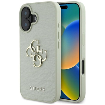 Guess szemcsés Big 4G Logo Small Classic Logo - tok iPhone 16-hoz (zöld)