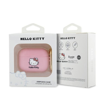 Hello Kitty Silikonová 3D hlava kočičky - pouzdro na AirPods Pro (růžové)