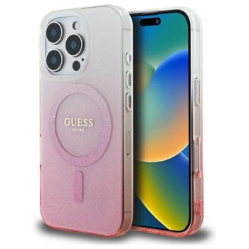 Pouzdro Guess IML Glitter Gradient MagSafe - iPhone 16 Pro Max (růžové)