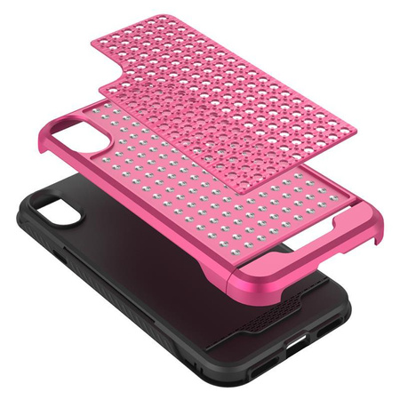 Zizo Star Diamond Hybrid Cover - iPhone X Hülle (Rosa/Schwarz)