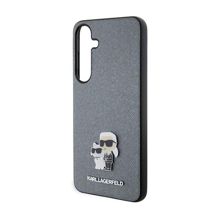 Karl Lagerfeld Saffiano Karl & Choupette Metal Pin - Etui Samsung Galaxy S24 (gris)