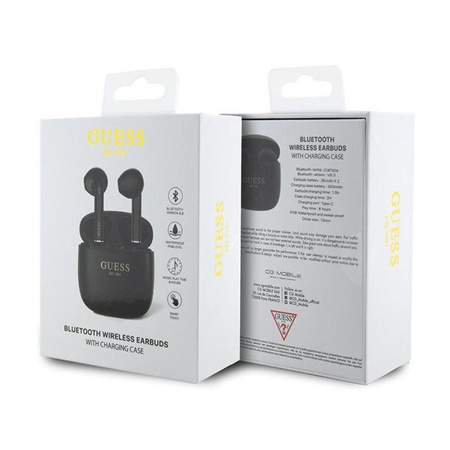 Guess True Wireless Script Logo BT5.3 - Słuchawki TWS + etui ładujące (czarny)
