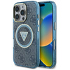 Guess IML Metall Glitter 4G Circle Triangle MagSafe - Gehäuse für iPhone 16 Pro Max (blau)
