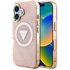 Guess IML Metal Glitter 4G Circle Triangle MagSafe - pouzdro pro iPhone 16 (růžové)