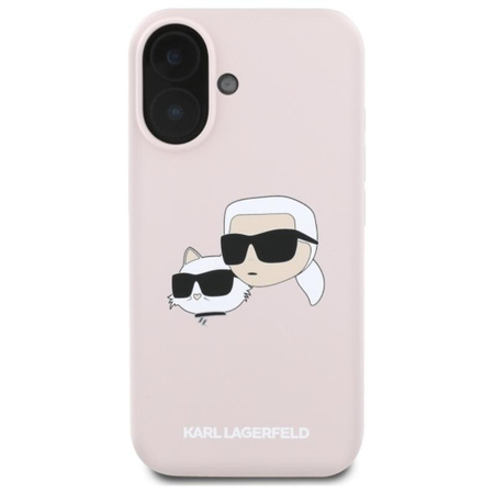 Karl Lagerfeld Silikon Double Heads Print MagSafe – Hülle für iPhone 16 (rosa)
