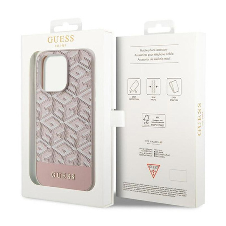 Guess GCube Stripes MagSafe - pouzdro pro iPhone 14 Pro (růžové)