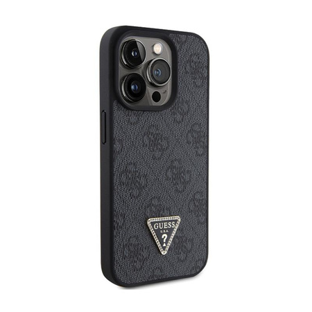 Guess Leather 4G Triangle Strass - Etui iPhone 15 Pro Max (czarny)