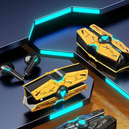WEKOME VB06 Mecha Serie - V5.3 TWS kabellose Bluetooth-Kopfhörer mit Ladetasche (Gelb)