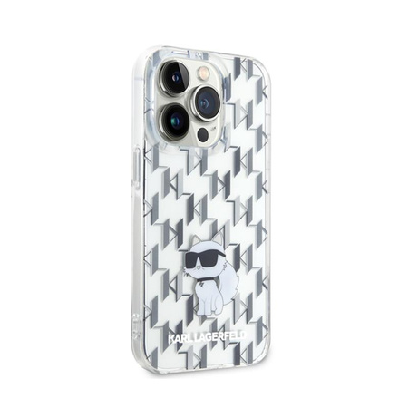 Karl Lagerfeld Monogram Choupette - pouzdro pro iPhone 15 Pro (průhledné)