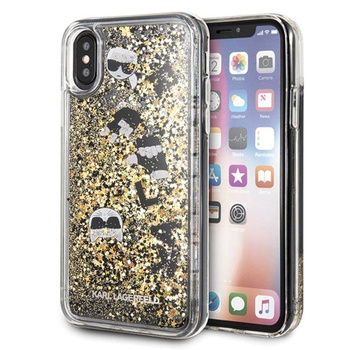 Karl Lagerfeld Signature Glitter Case - pouzdro na iPhone Xs / X (plovoucí přívěsky)