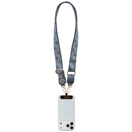 Guess Universal Crossbody Strap 4G Tether Patch Strass Metal Logo - Univerzální popruh / šňůrka na telefon (modrý)