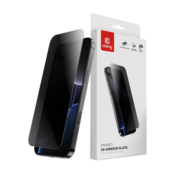 Crong Privacy 3D Armour Glass - Gehärtetes Sichtschutzglas für iPhone 16e / iPhone 14 / iPhone 13 / iPhone 13 Pro