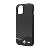 BMW Leather Carbon Blue Line - Case for iPhone 14 Plus (Black)
