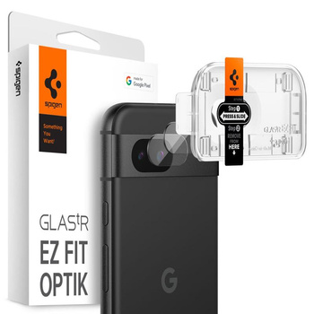 Spigen Optik.TR EZ Fit kamera objektívvédő 2-Pack - Objektívvédő üveg Google Pixel 8A (2 db) (fekete)