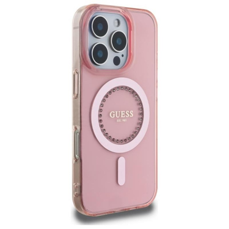 Guess IML Rhinestones MagSafe - Hülle iPhone 16 Pro Max (Rosa)