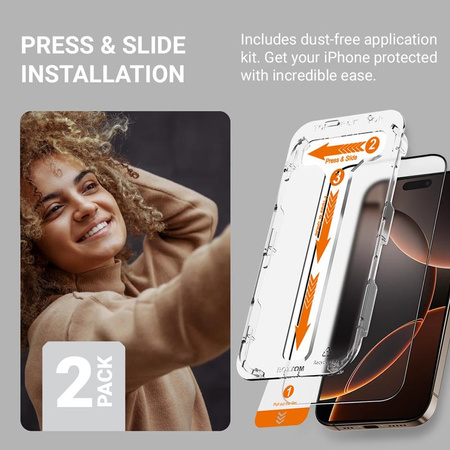 Crong EasyShield 2er-Pack - Gehärtetes Glas für iPhone 16 Pro Max (2 Stück)