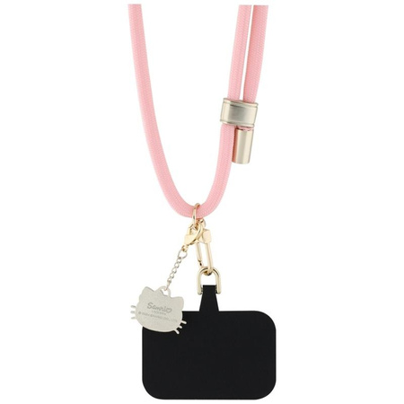 Hello Kitty Patch & Kitty Head Charm - univerzální řemínek na telefon / šňůrka na krk (růžová)