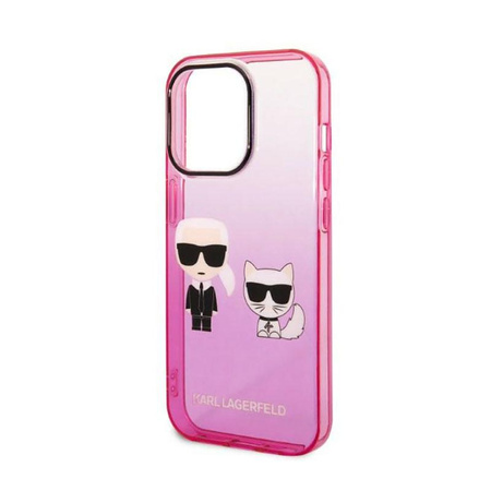 Karl Lagerfeld Gradient Ikonik Karl & Choupette - Etui iPhone 14 Pro (różowy)