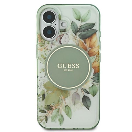 Guess IML Flower & Tonal Circle MagSafe - Pouzdro pro iPhone 16 Plus (Zelené)