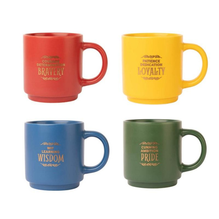 Harry Potter - Set of 4 ceramic mugs with stand 300 ml Hogwarts Houses