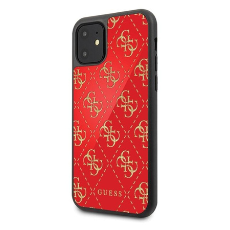 Guess 4G Double Layer Glitter Case - Coque iPhone 11 (Rouge)