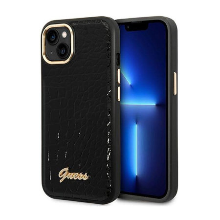 Guess Croco Collection - Tasche für iPhone 14 Plus (Schwarz)
