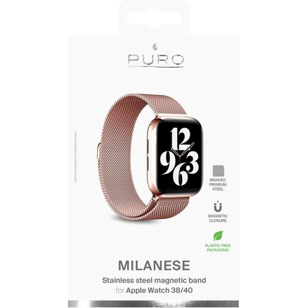 Puro Milanese Magnetic Band - Stainless Steel Strap for Apple Watch 38/40/41 mm (rose gold)