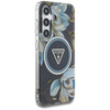 Guess Glitter Flowers Triangle Buttons MagSafe - étui pour Samsung Galaxy S25 (noir)