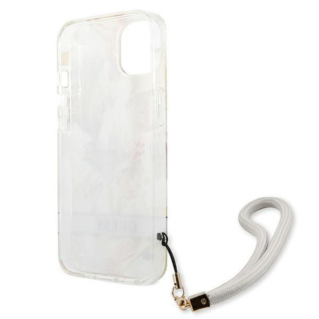 Guess Flower Cord - Case with Lanyard iPhone 13 (Purple)