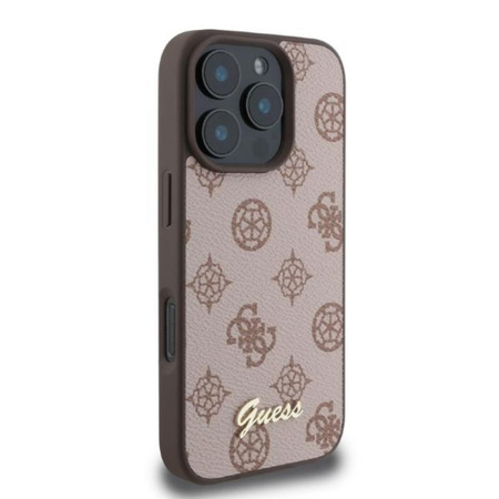 Guess Peony Script MagSafe – Hülle für iPhone 16 Pro (braun)