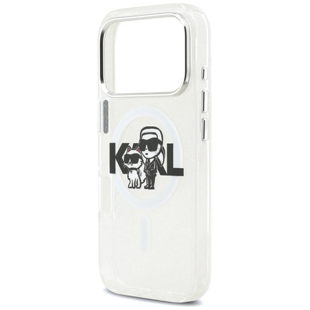 Karl Lagerfeld IML Glitter Karl & Choupette Sketch Logo MagSafe - Case for iPhone 17 Pro (transparent)