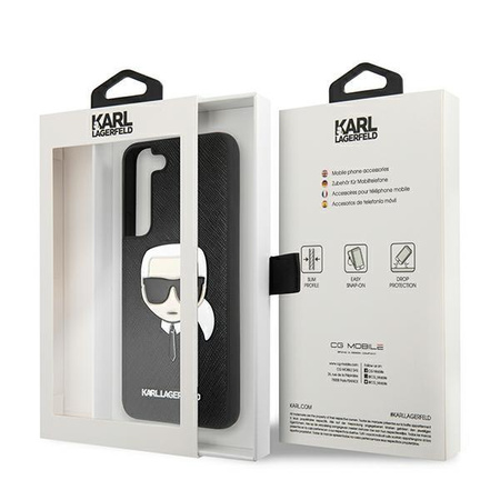 Karl Lagerfeld Saffiano Ikonik Karl`s Head - Samsung Galaxy S22 Tasche (schwarz)