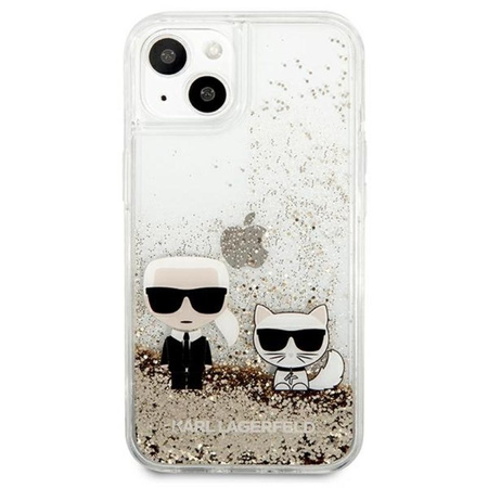 Karl Lagerfeld Liquid Glitter Karl & Choupette - Coque iPhone 13 (Or)