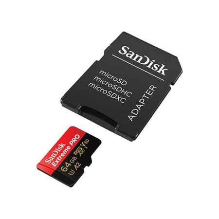 SanDisk Extreme Pro microSDXC - 64 GB A2 V30 UHS-I U3 memóriakártya 200/90 MB/s, adapterrel