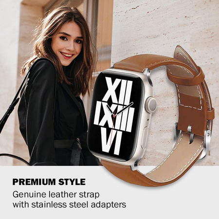 Crong Noble Band – Echtlederarmband für Apple Watch 38/40/41/42 mm (Mokka)