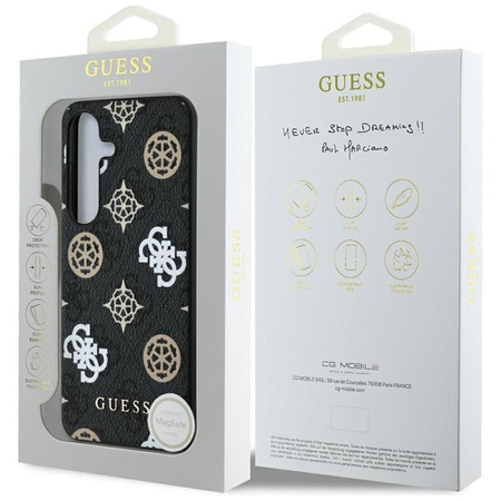 Guess 4G Printed Colored Peony Pattern MagSafe - Pouzdro pro Samsung Galaxy S25 (černý)