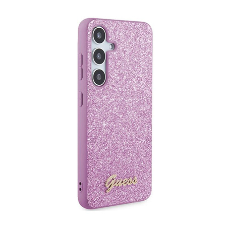 Guess Glitter Flakes Metal Logo Case - Étui pour Samsung Galaxy S24 (violet)