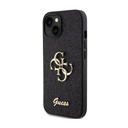 Coque Guess Glitter Script Big 4G - iPhone 15 Plus Case (noir)