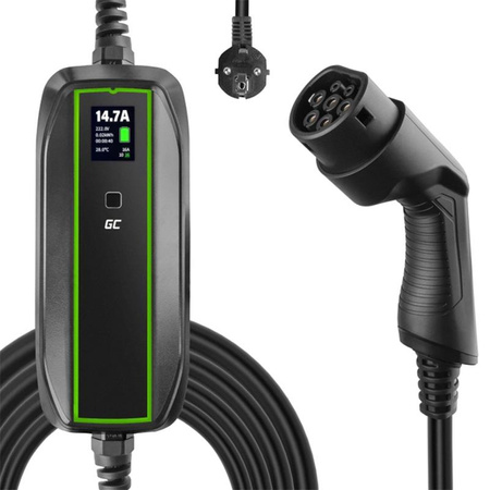 Green Cell - GC EV PowerCable 3.6kW Schuko - 2. típusú mobil töltő elektromos autók és plug-in hibridek töltéséhez